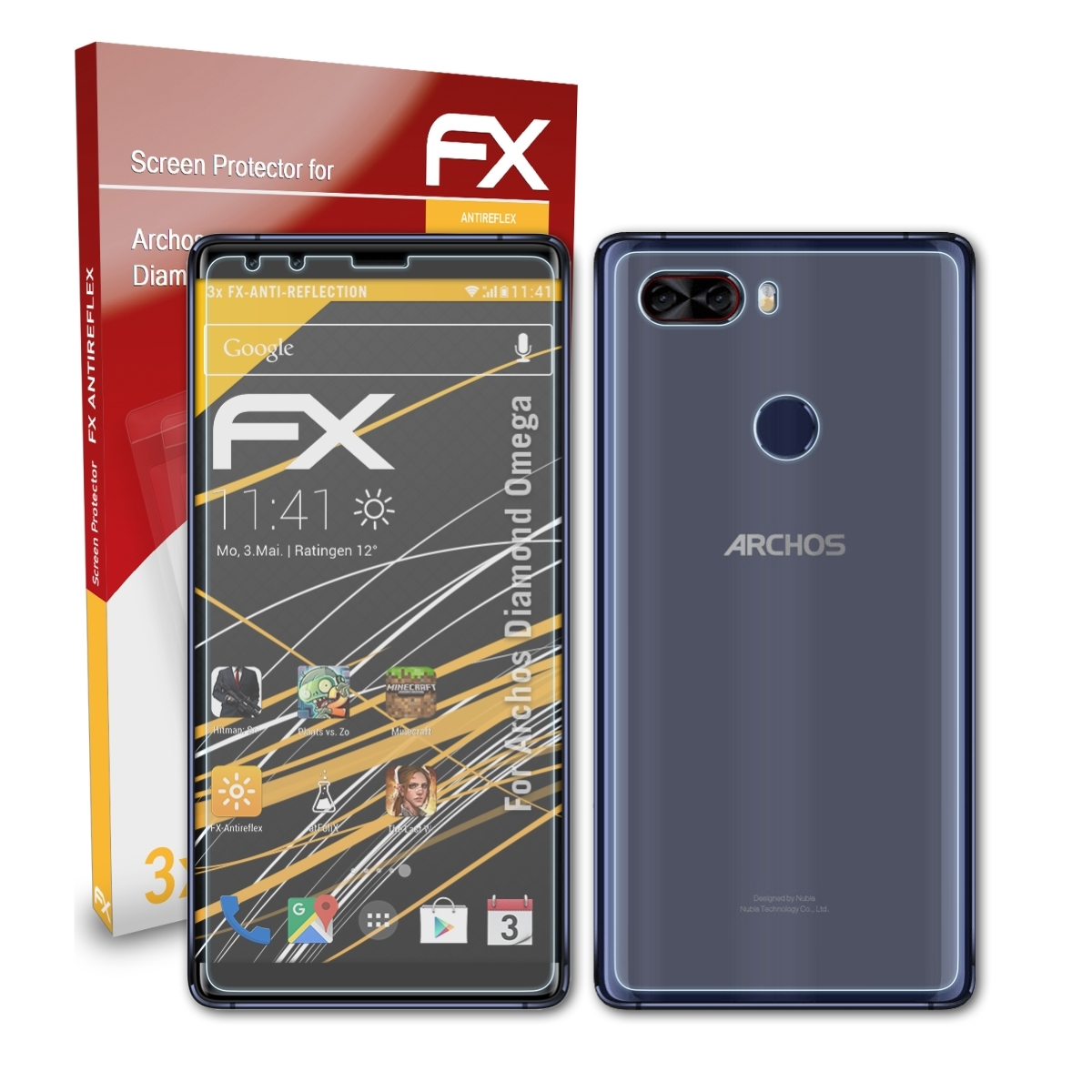 Archos FX-Antireflex Displayschutz(für Diamond Omega) ATFOLIX 3x