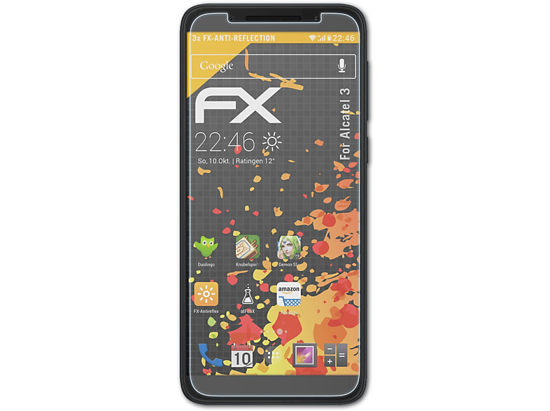ATFOLIX Displayschutz(für 3x 3) FX-Antireflex Alcatel