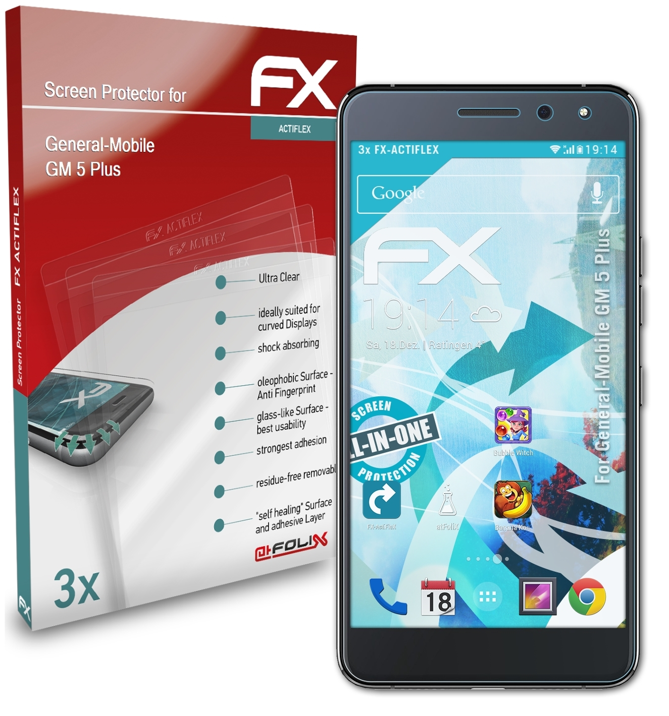ATFOLIX 3x FX-ActiFleX Displayschutz(für GM Plus) 5 General-Mobile