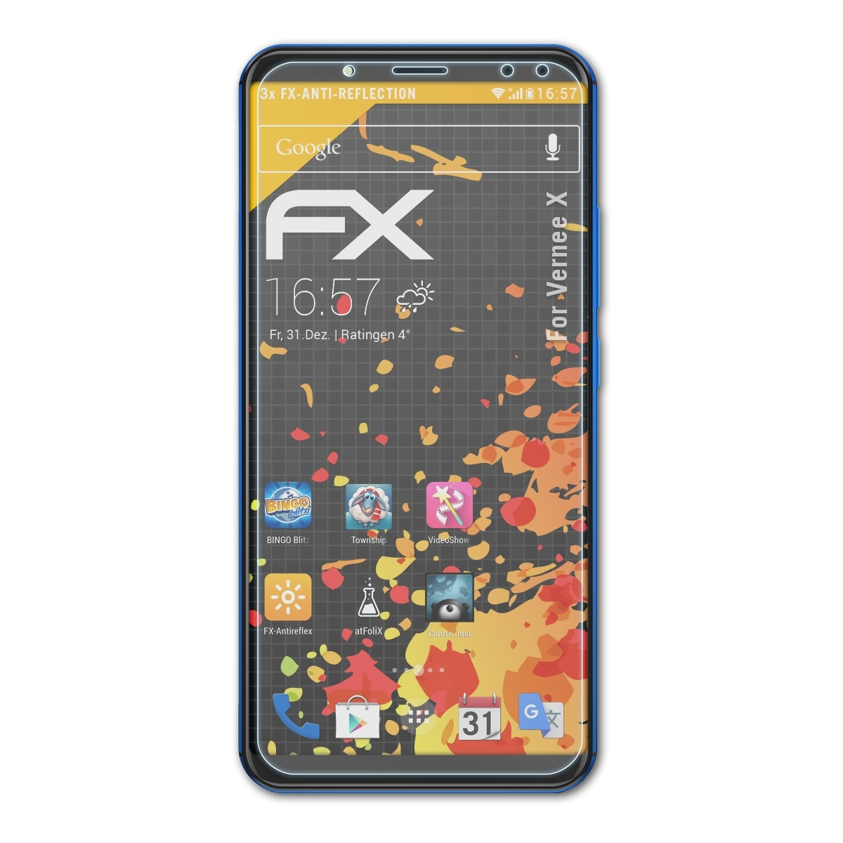 ATFOLIX 3x FX-Antireflex Displayschutz(für X) Vernee