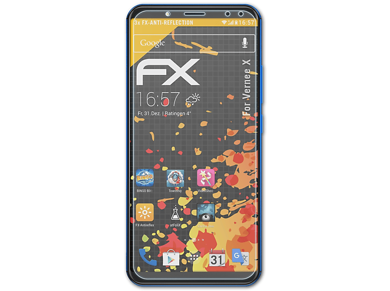 ATFOLIX 3x FX-Antireflex Displayschutz(für Vernee X)