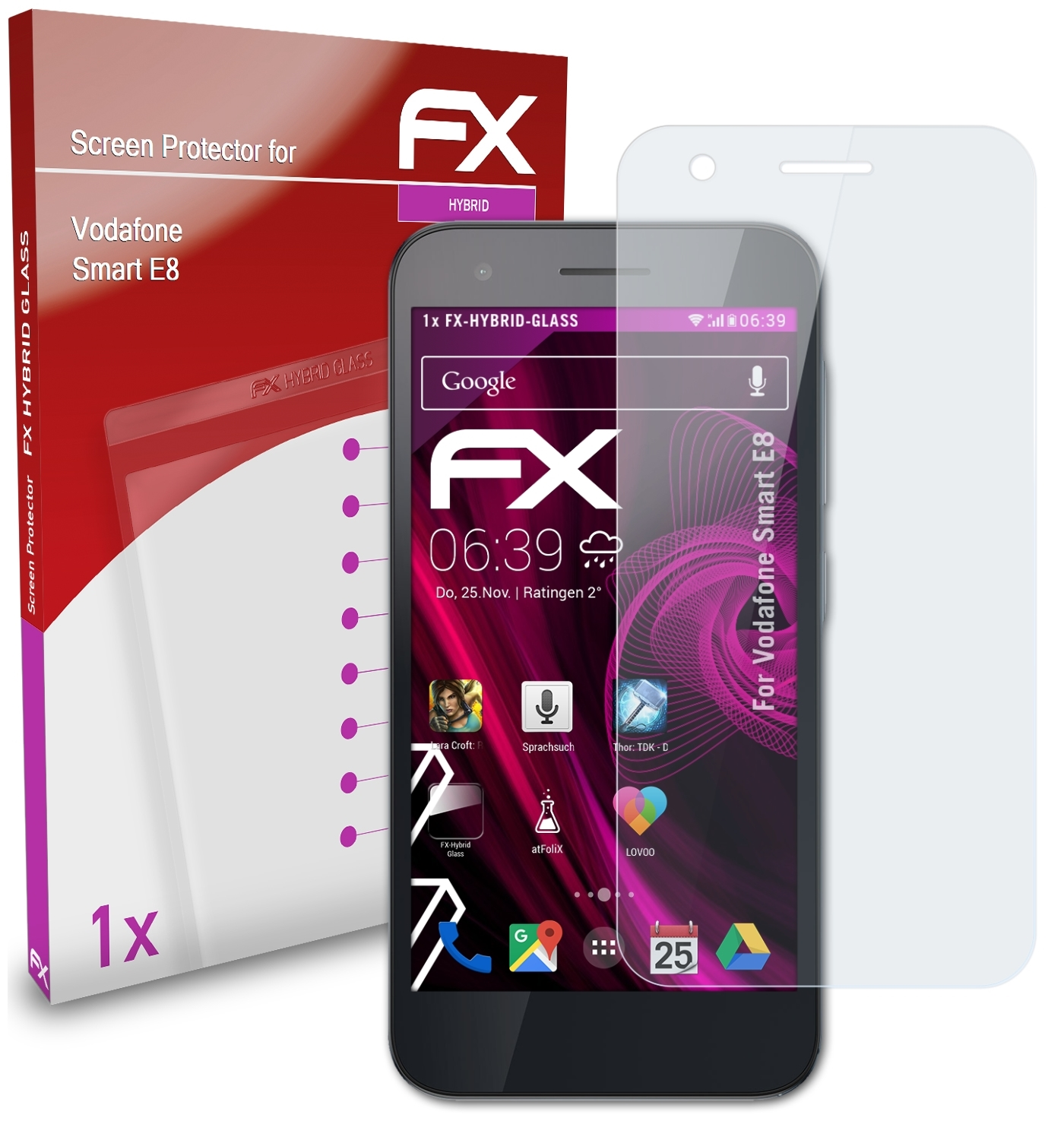 ATFOLIX FX-Hybrid-Glass Schutzglas(für Vodafone Smart E8)