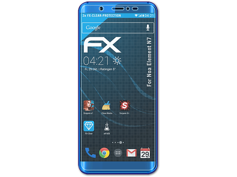 ATFOLIX 3x FX-Clear Displayschutz(für Noa Element N7)