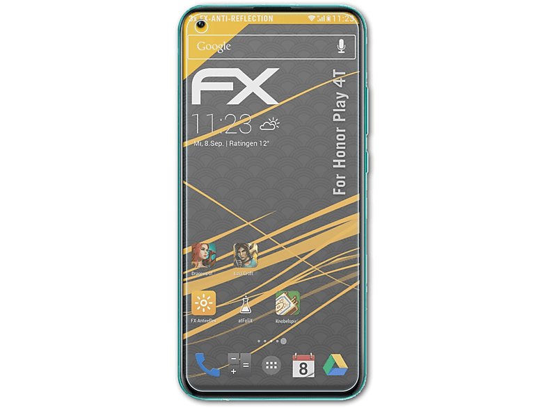 3x FX-Antireflex ATFOLIX Play 4T) Displayschutz(für Honor