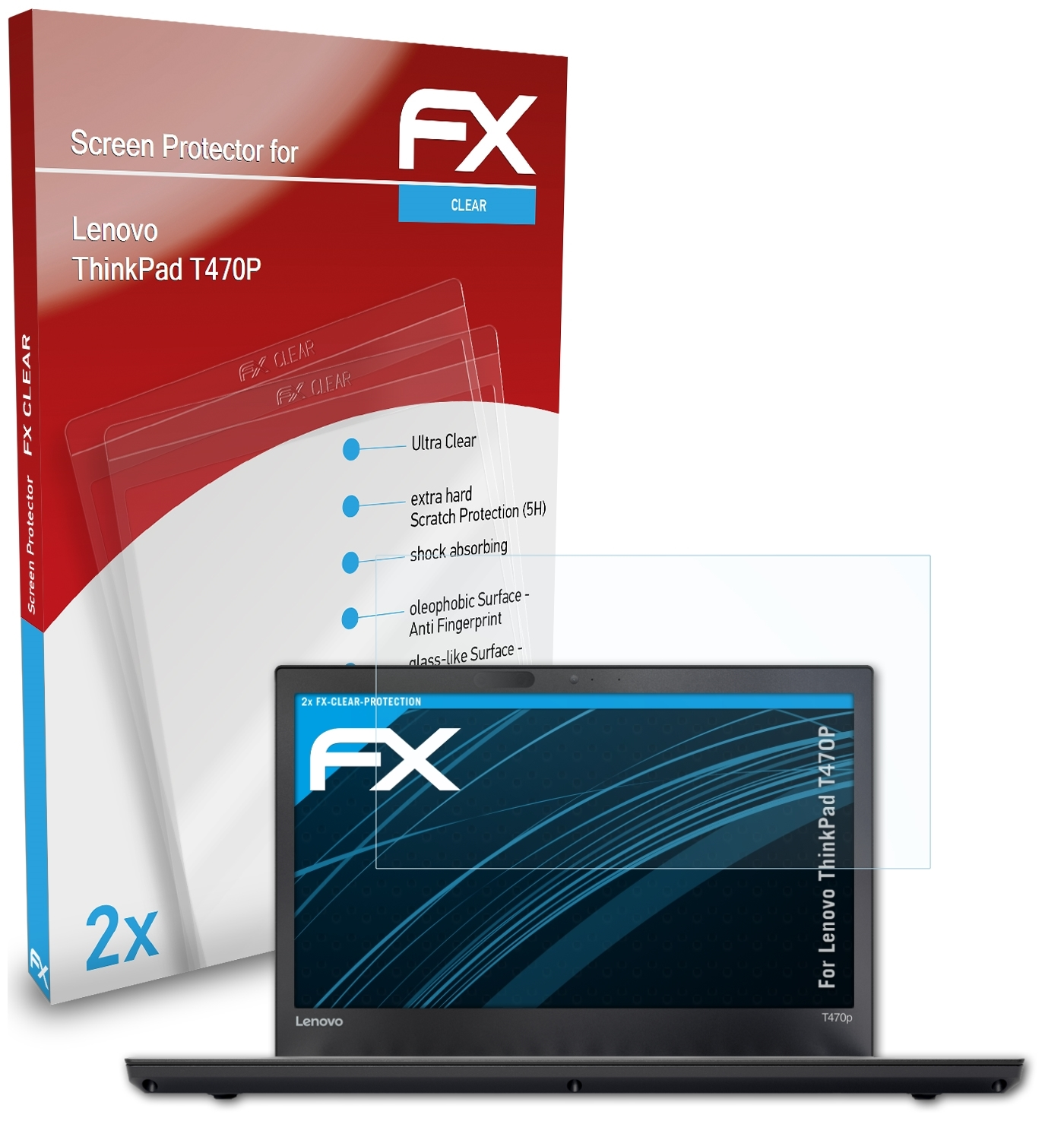 T470P) Displayschutz(für 2x Lenovo ThinkPad FX-Clear ATFOLIX