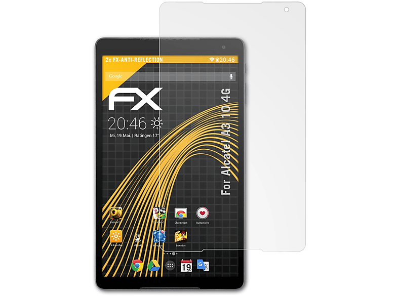 ATFOLIX 2x FX-Antireflex Displayschutz(für Alcatel A3 10 4G)