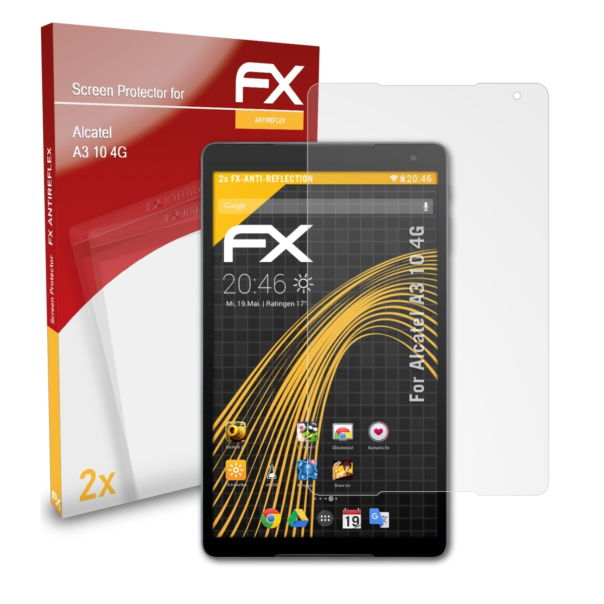 ATFOLIX 2x FX-Antireflex 10 4G) A3 Alcatel Displayschutz(für