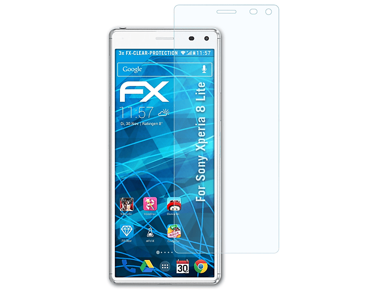 ATFOLIX 3x FX-Clear Displayschutz(für Sony Xperia 8 Lite)
