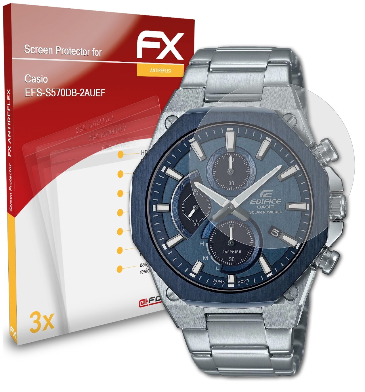 FX-Antireflex 3x Displayschutz(für Casio EFS-S570DB-2AUEF) ATFOLIX