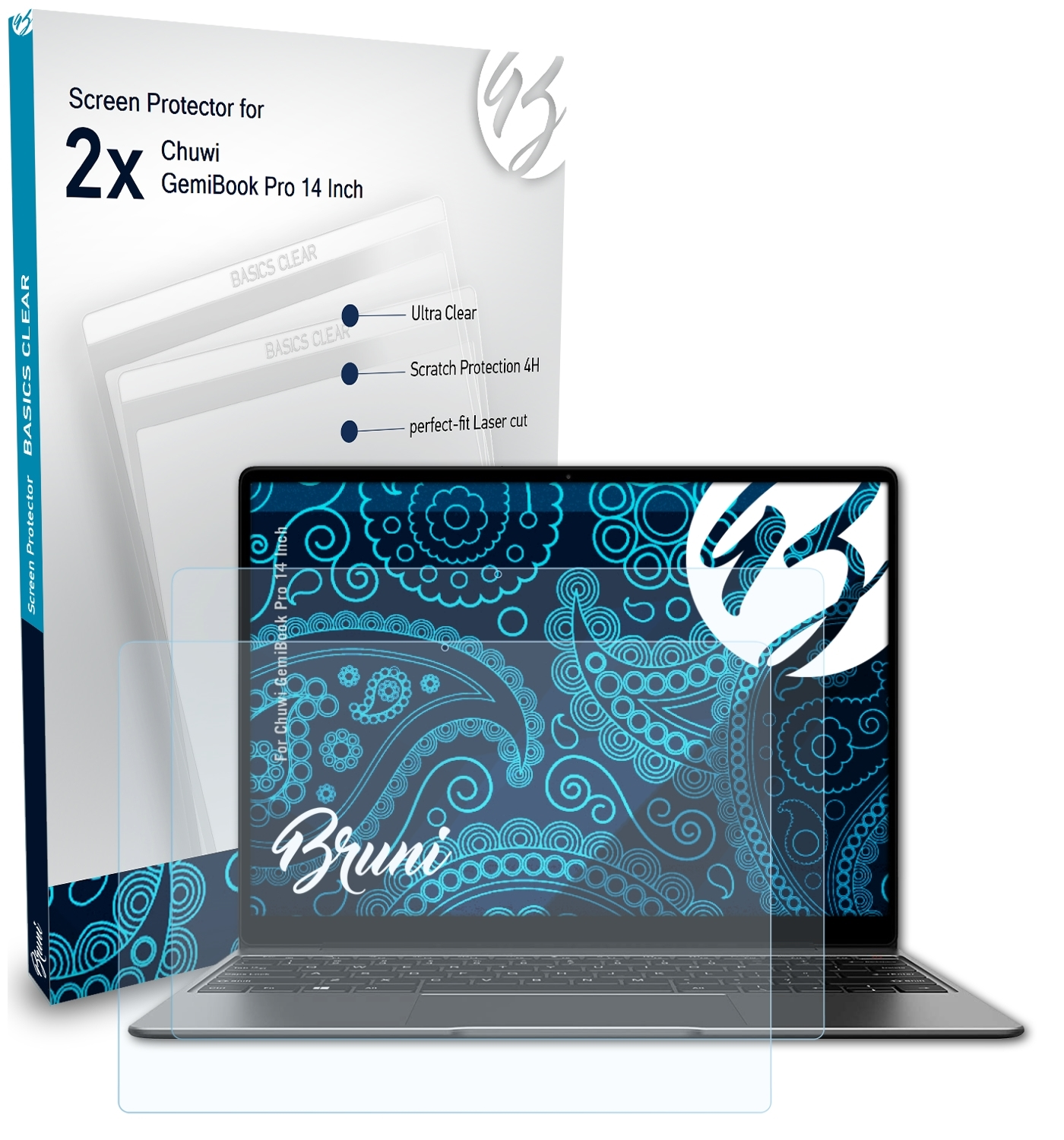 GemiBook Chuwi Schutzfolie(für Basics-Clear Inch)) (14 2x BRUNI Pro