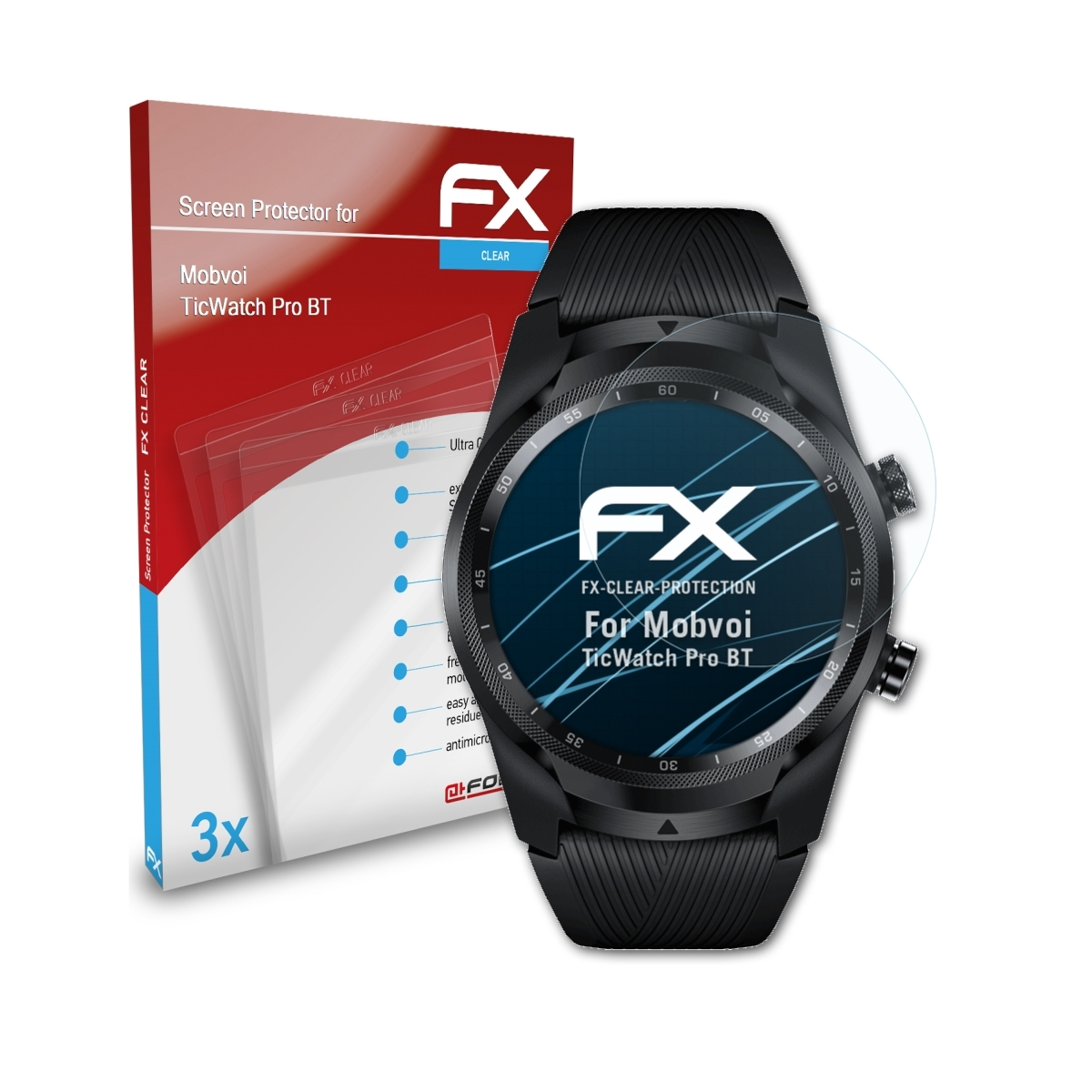 FX-Clear 3x Mobvoi ATFOLIX BT) Pro Displayschutz(für TicWatch