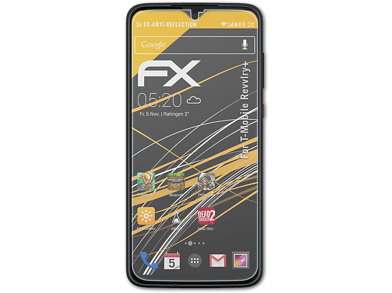 ATFOLIX 3x FX-Antireflex Displayschutz(für T-Mobile Revvlry+)