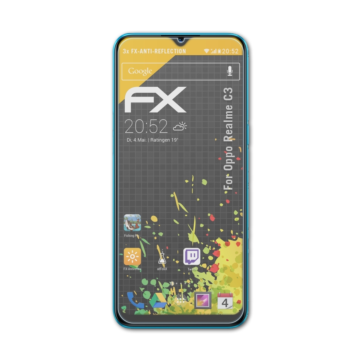ATFOLIX 3x C3) Oppo FX-Antireflex Realme Displayschutz(für