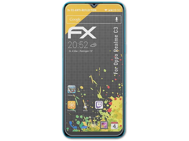 ATFOLIX Displayschutz(für 3x Realme FX-Antireflex C3) Oppo