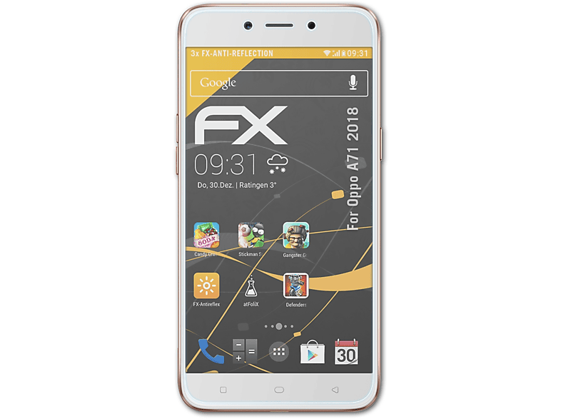ATFOLIX 3x FX-Antireflex Displayschutz(für Oppo A71 (2018))
