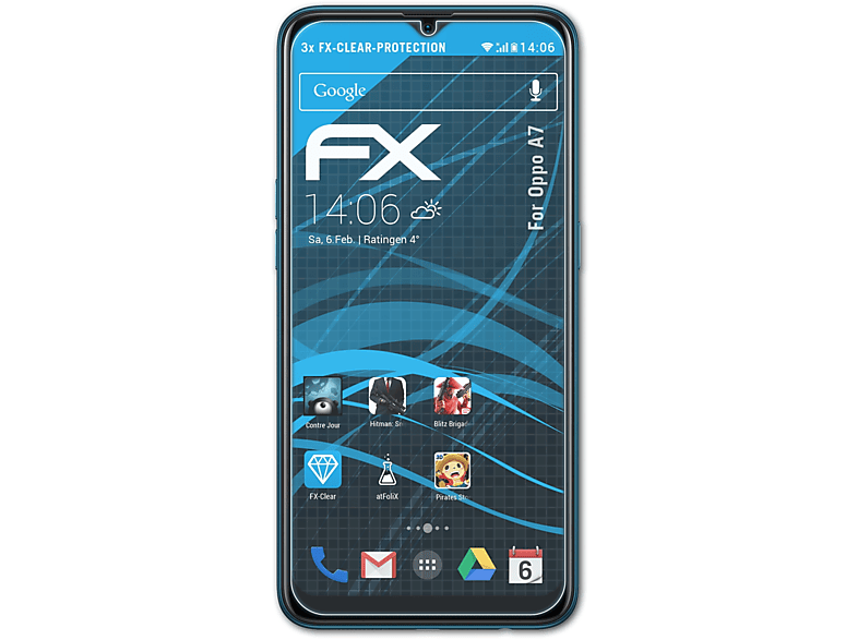 3x Displayschutz(für FX-Clear ATFOLIX Oppo A7)