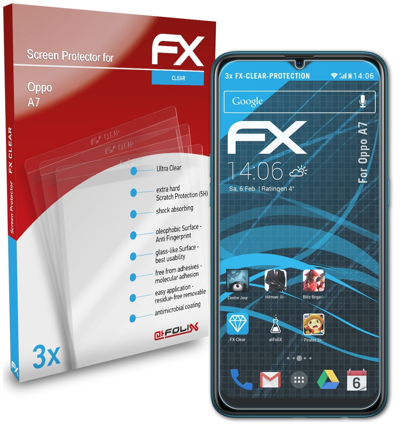 FX-Clear Oppo 3x Displayschutz(für A7) ATFOLIX