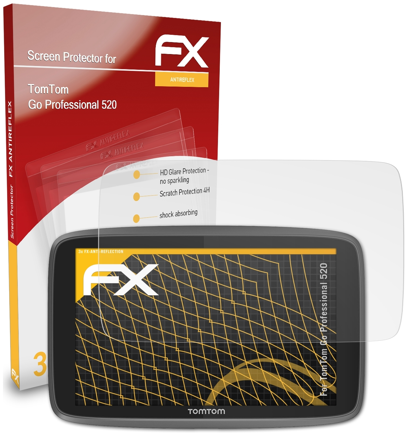 ATFOLIX 3x FX-Antireflex Displayschutz(für TomTom Go Professional 520)
