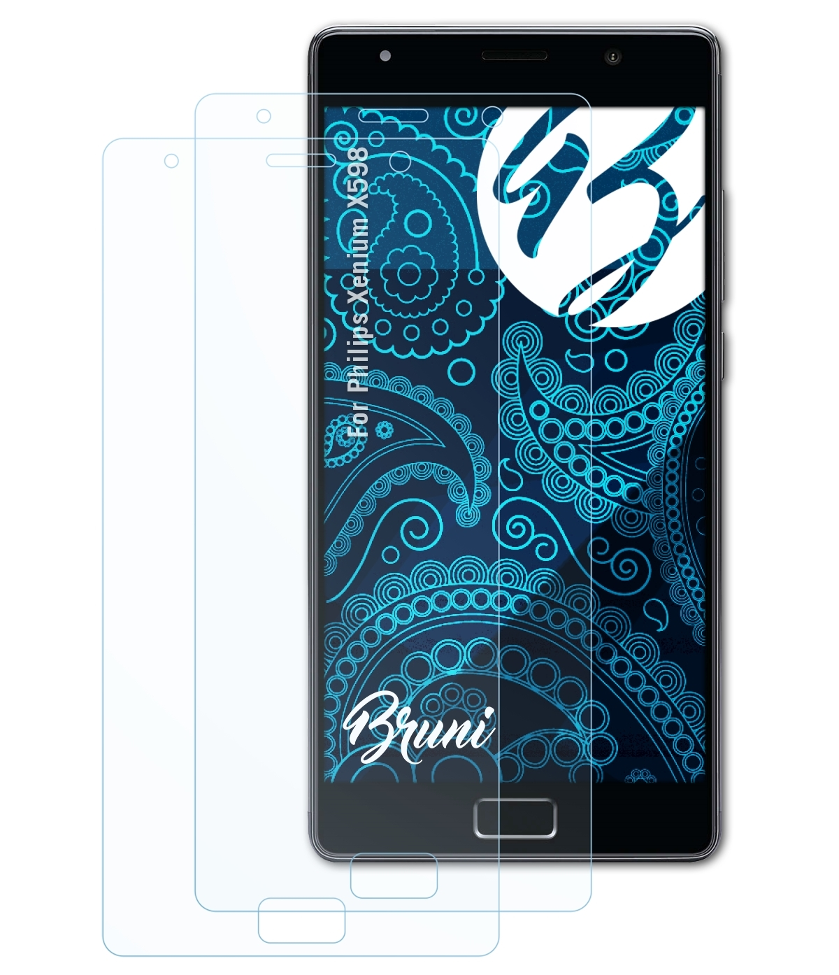 BRUNI Philips 2x Basics-Clear Schutzfolie(für X598) Xenium
