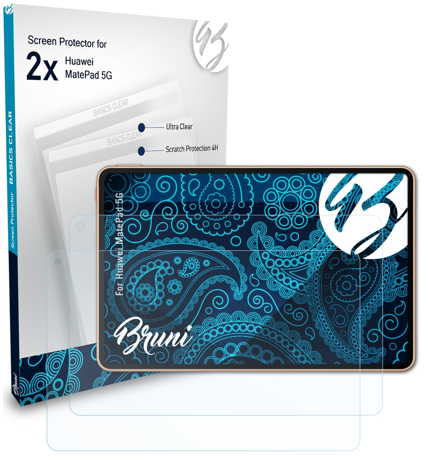 BRUNI 2x Basics-Clear Huawei MatePad 5G) Schutzfolie(für