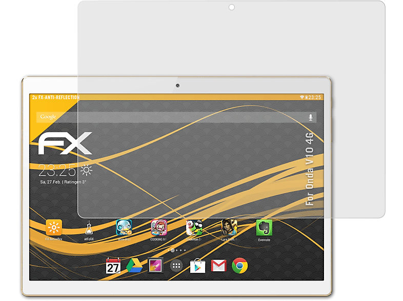 ATFOLIX FX-Antireflex 2x Displayschutz(für 4G) V10 Onda