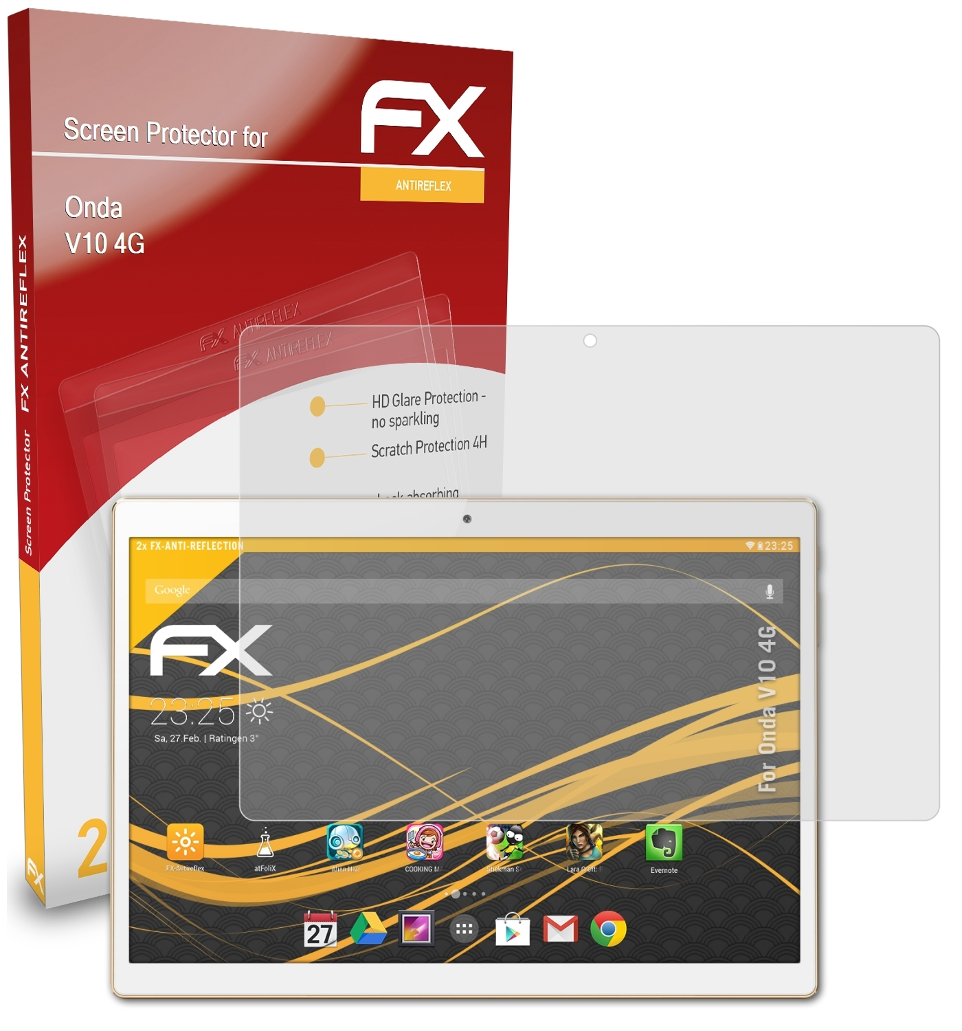 ATFOLIX FX-Antireflex 2x Displayschutz(für 4G) V10 Onda