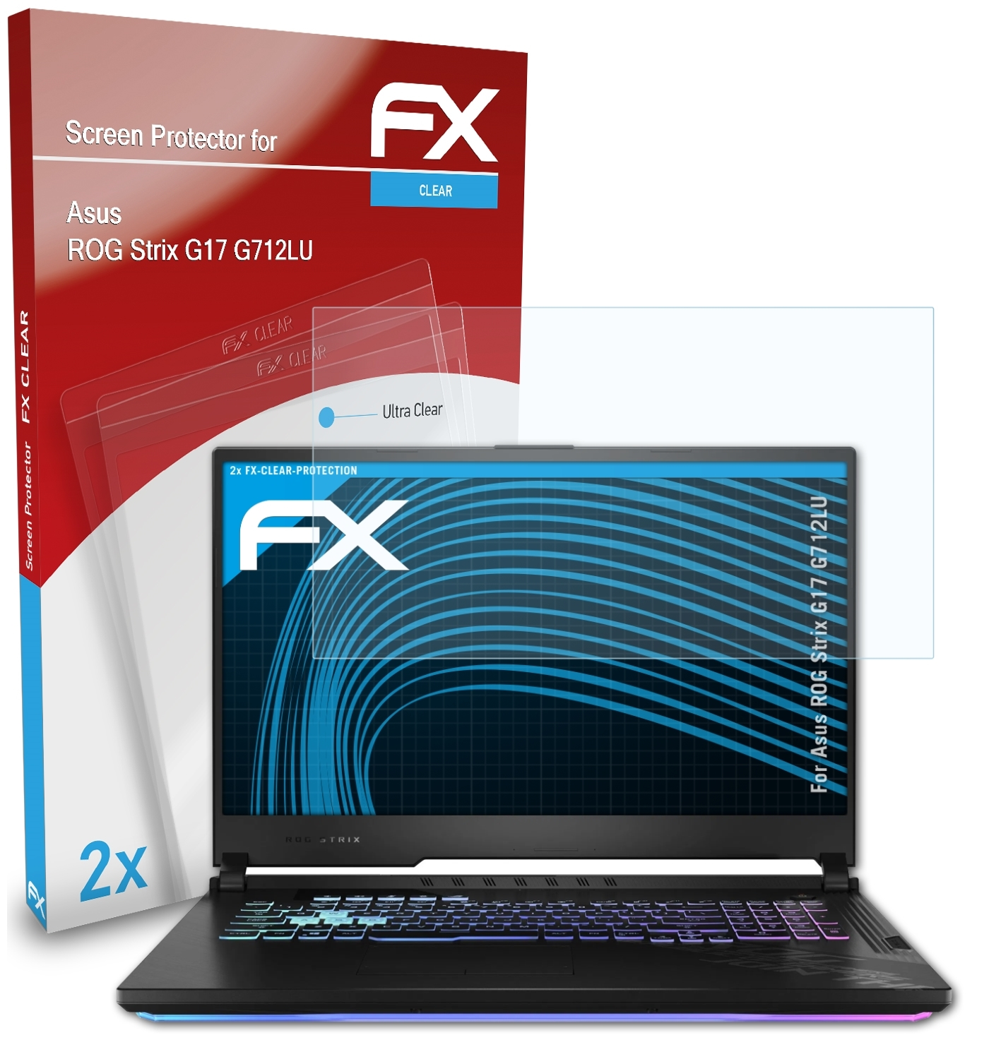 2x Asus FX-Clear Displayschutz(für ROG G17 (G712LU)) ATFOLIX Strix