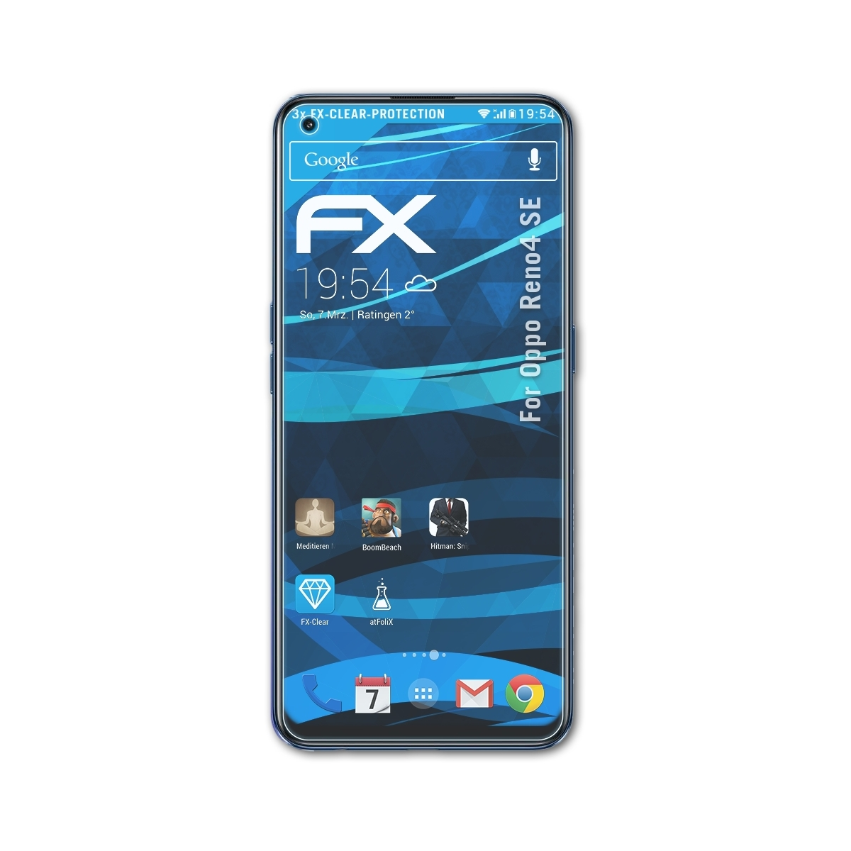 ATFOLIX Reno4 3x Displayschutz(für Oppo SE) FX-Clear