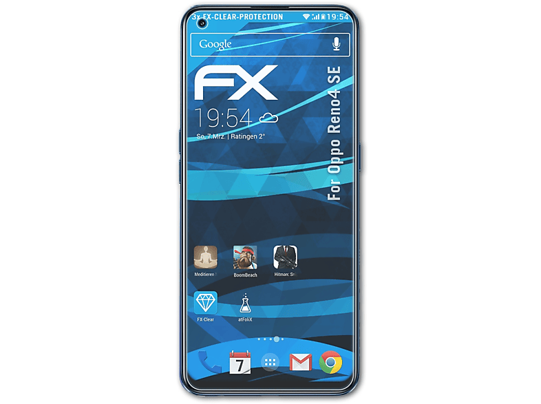 ATFOLIX 3x FX-Clear Oppo Reno4 Displayschutz(für SE)