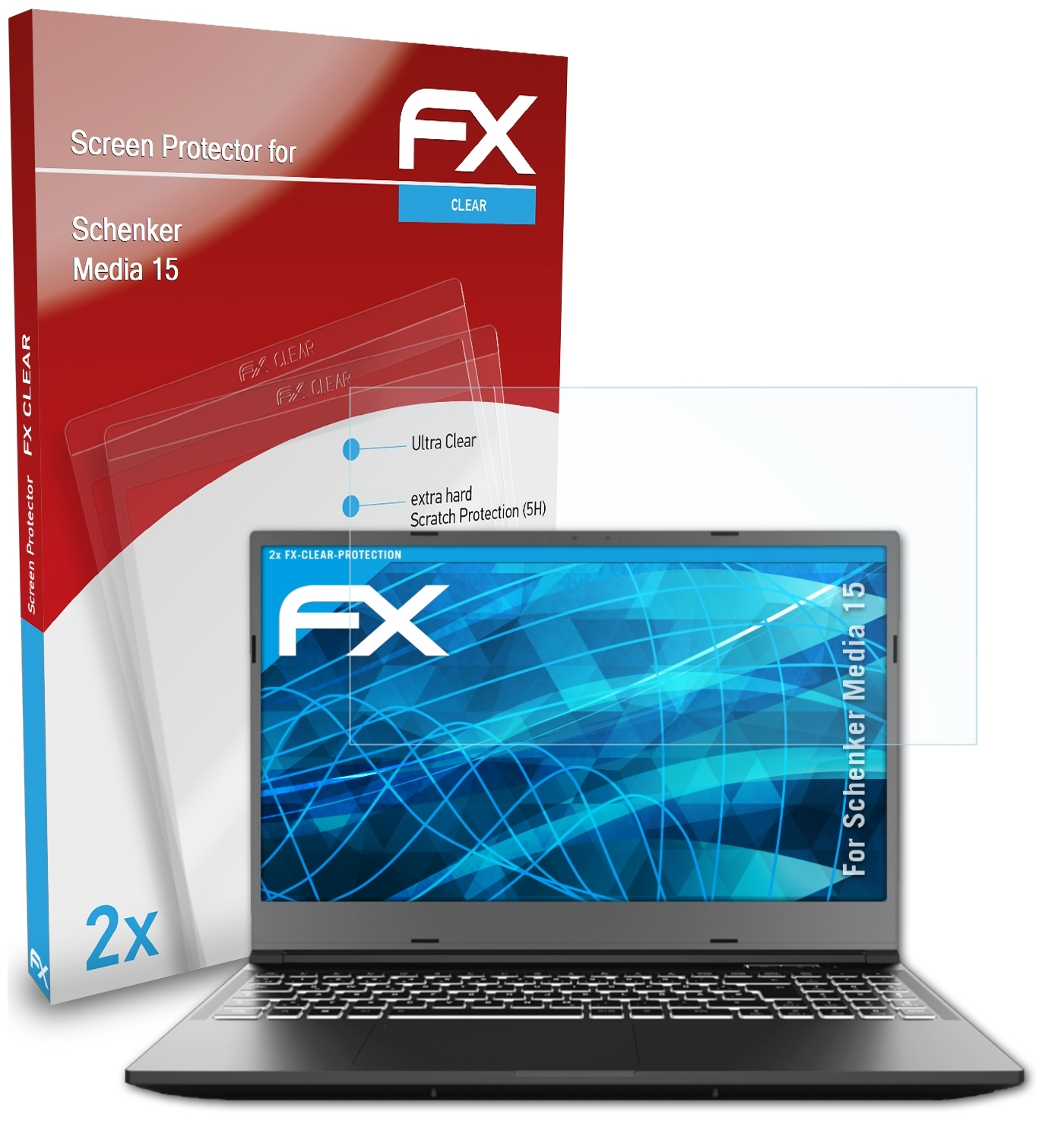 ATFOLIX Schenker Media 15) 2x FX-Clear Displayschutz(für