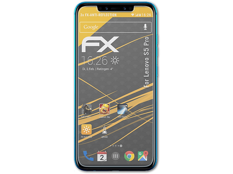 ATFOLIX 3x FX-Antireflex Displayschutz(für Lenovo Pro) S5