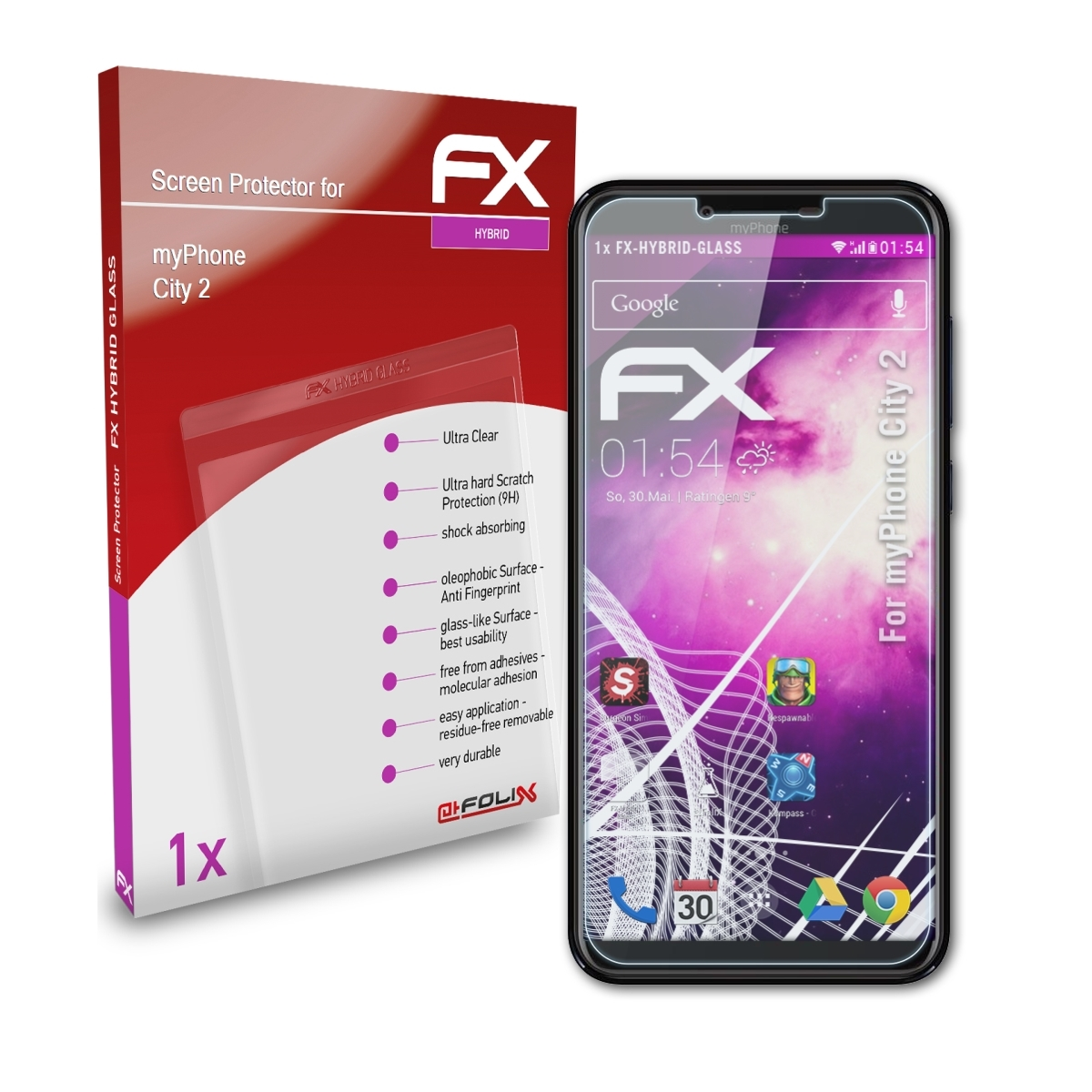 ATFOLIX FX-Hybrid-Glass Schutzglas(für 2) City myPhone