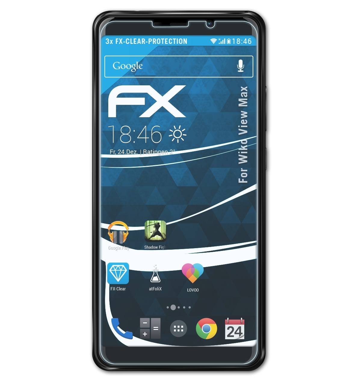 ATFOLIX View Wiko FX-Clear 3x Displayschutz(für Max)