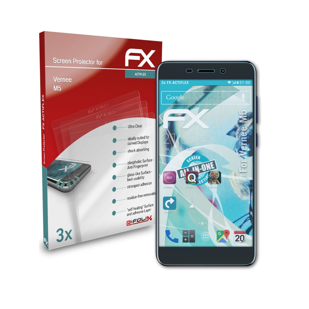 ATFOLIX 3x FX-ActiFleX Displayschutz(für Vernee M5)