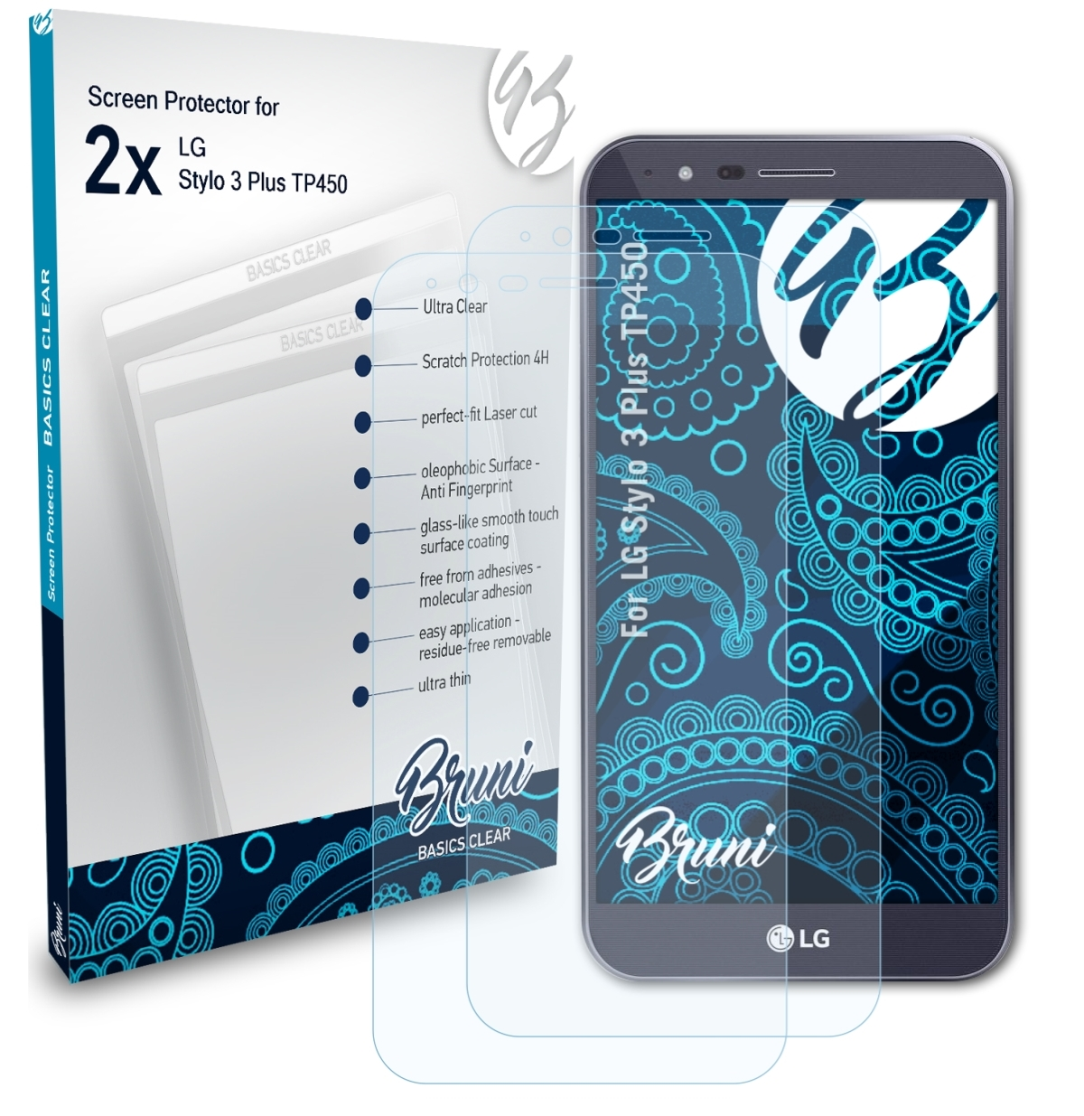 BRUNI 2x Plus 3 LG Basics-Clear Stylo Schutzfolie(für (TP450))