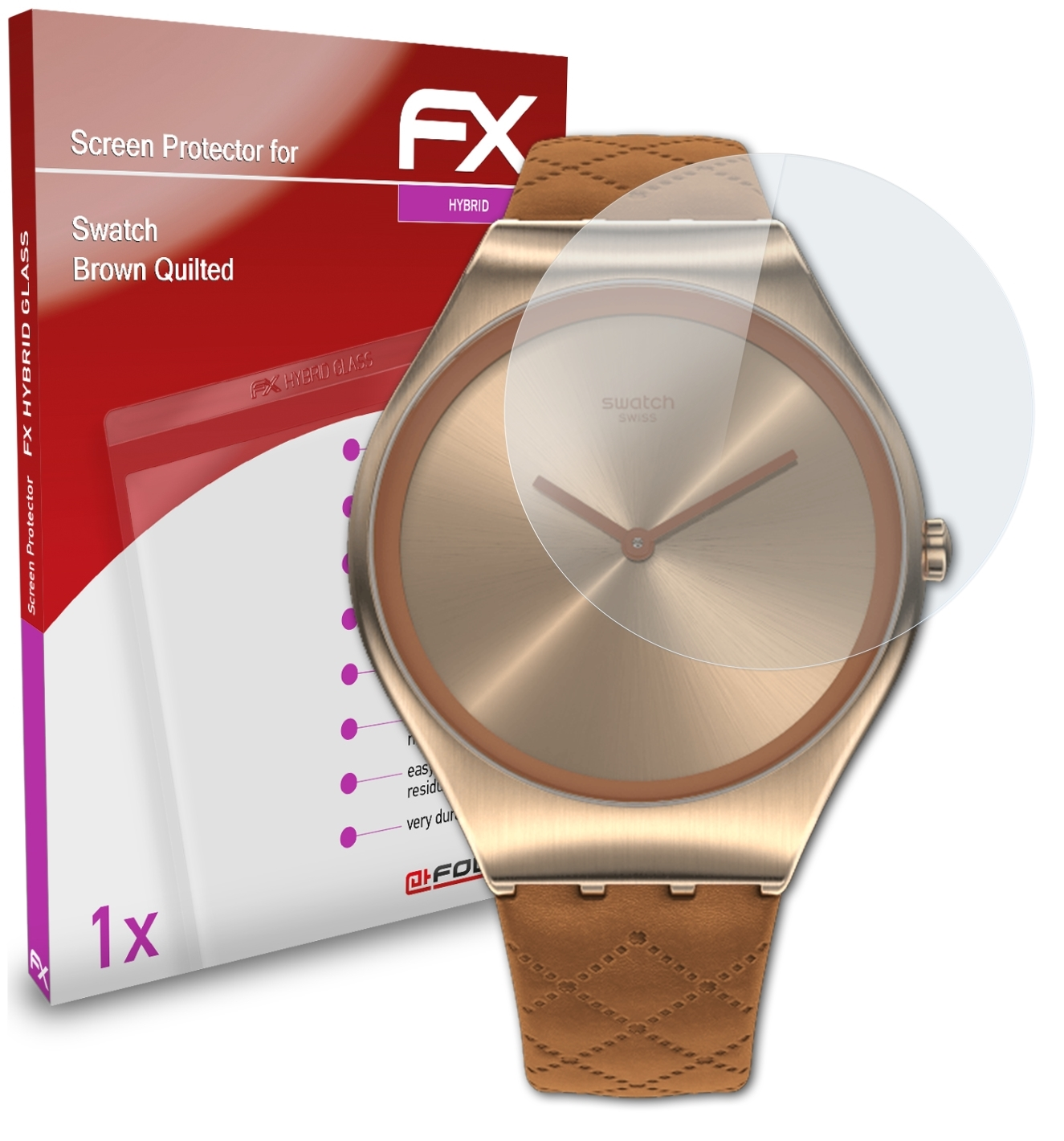 Swatch Schutzglas(für Quilted) FX-Hybrid-Glass ATFOLIX Brown
