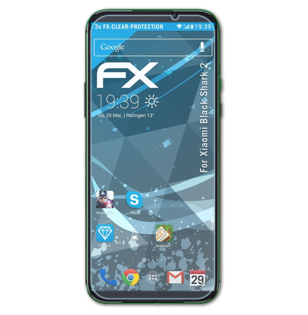 Displayschutz(für Xiaomi Shark 2) Black 3x FX-Clear ATFOLIX
