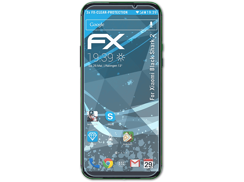 ATFOLIX 3x FX-Clear Displayschutz(für Xiaomi Black Shark 2)