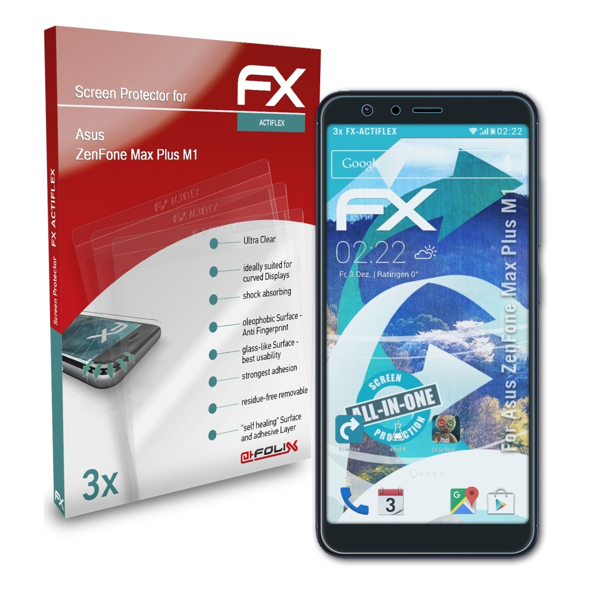 ATFOLIX 3x FX-ActiFleX Displayschutz(für Asus Plus ZenFone (M1)) Max