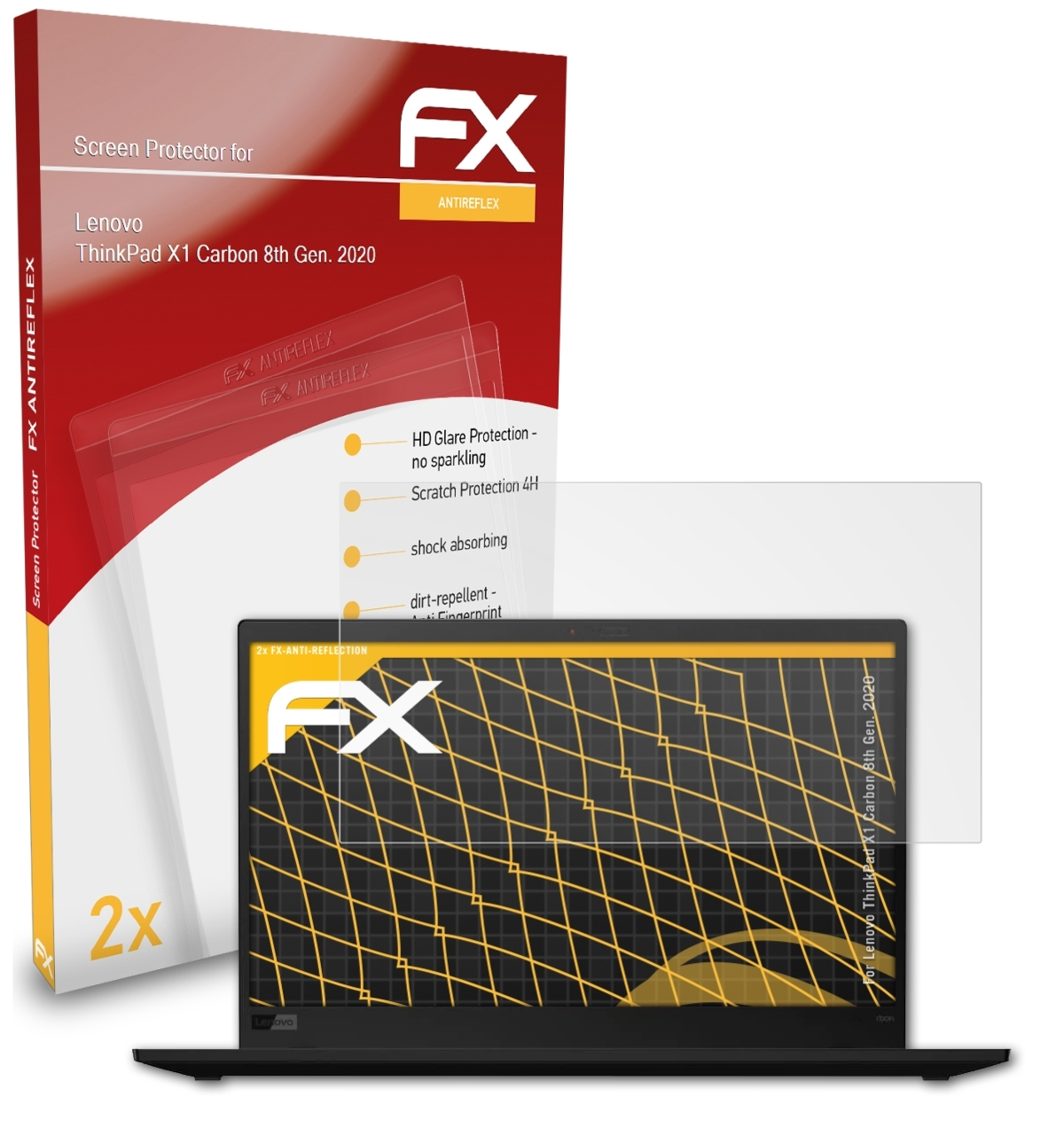 ATFOLIX 2x FX-Antireflex 2020)) ThinkPad Displayschutz(für Carbon Gen. Lenovo X1 (8th