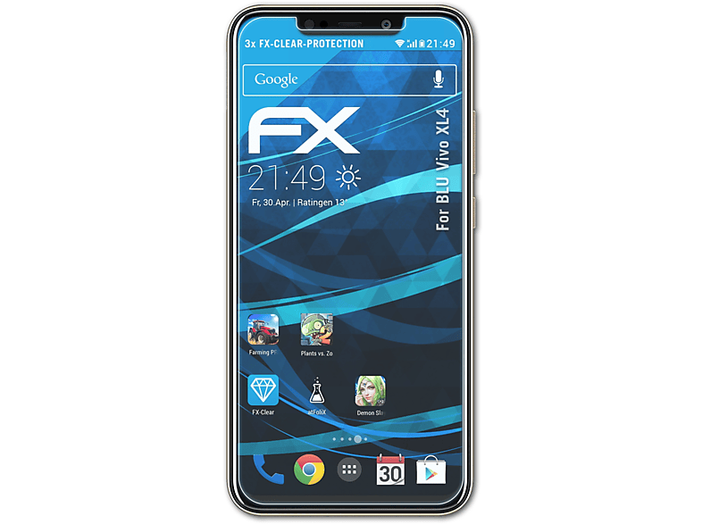 ATFOLIX 3x FX-Clear Displayschutz(für BLU Vivo XL4)