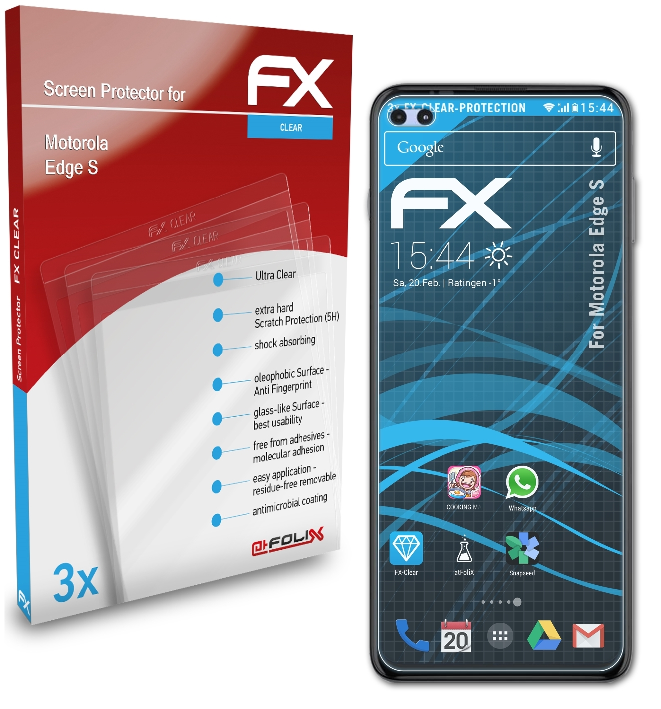 ATFOLIX 3x FX-Clear Displayschutz(für Motorola S) Edge