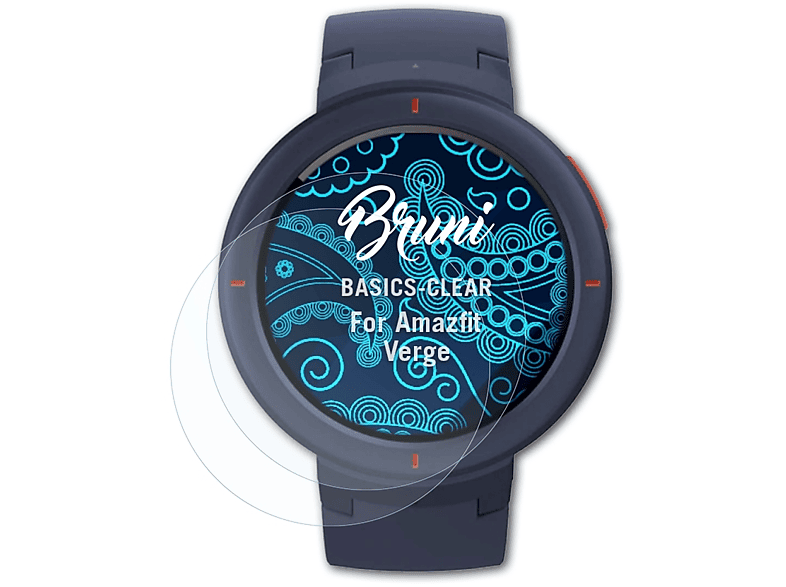 2x Verge) Amazfit Basics-Clear BRUNI Schutzfolie(für