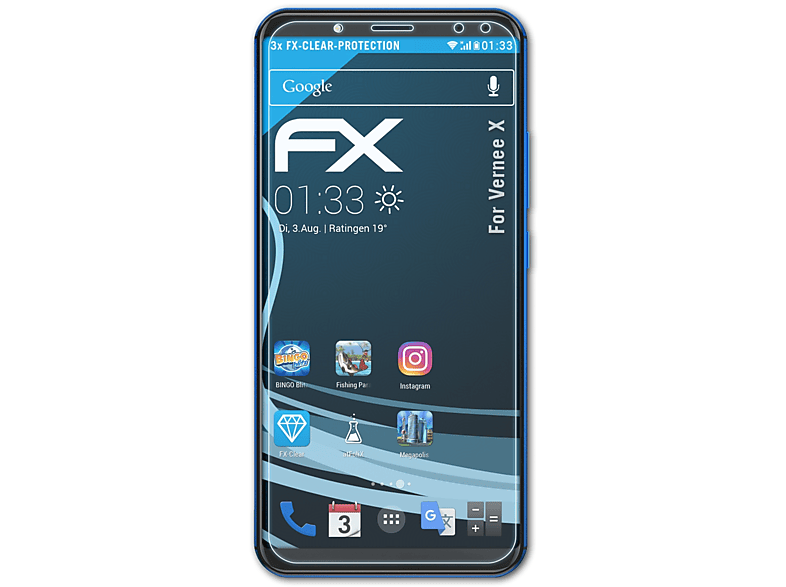 ATFOLIX 3x FX-Clear Displayschutz(für Vernee X)