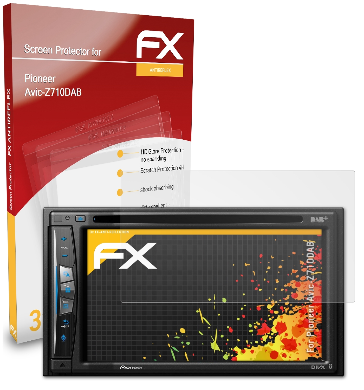 ATFOLIX 3x FX-Antireflex Displayschutz(für Pioneer Avic-Z710DAB)