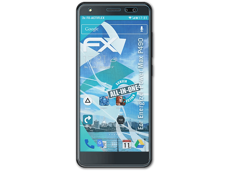 ATFOLIX 3x Energizer Power P490) Max Displayschutz(für FX-ActiFleX