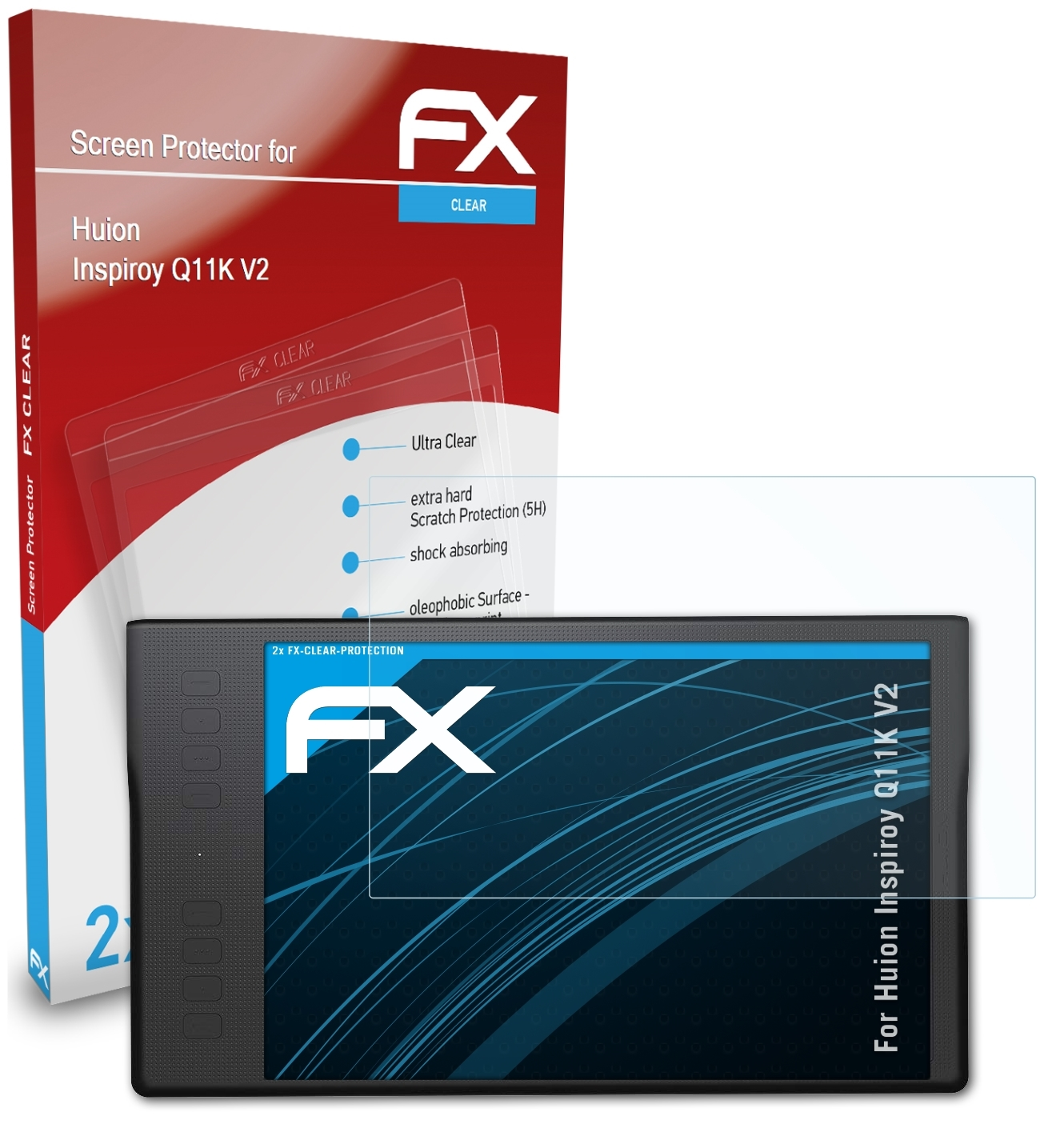 Displayschutz(für Q11K V2) FX-Clear Huion Inspiroy 2x ATFOLIX