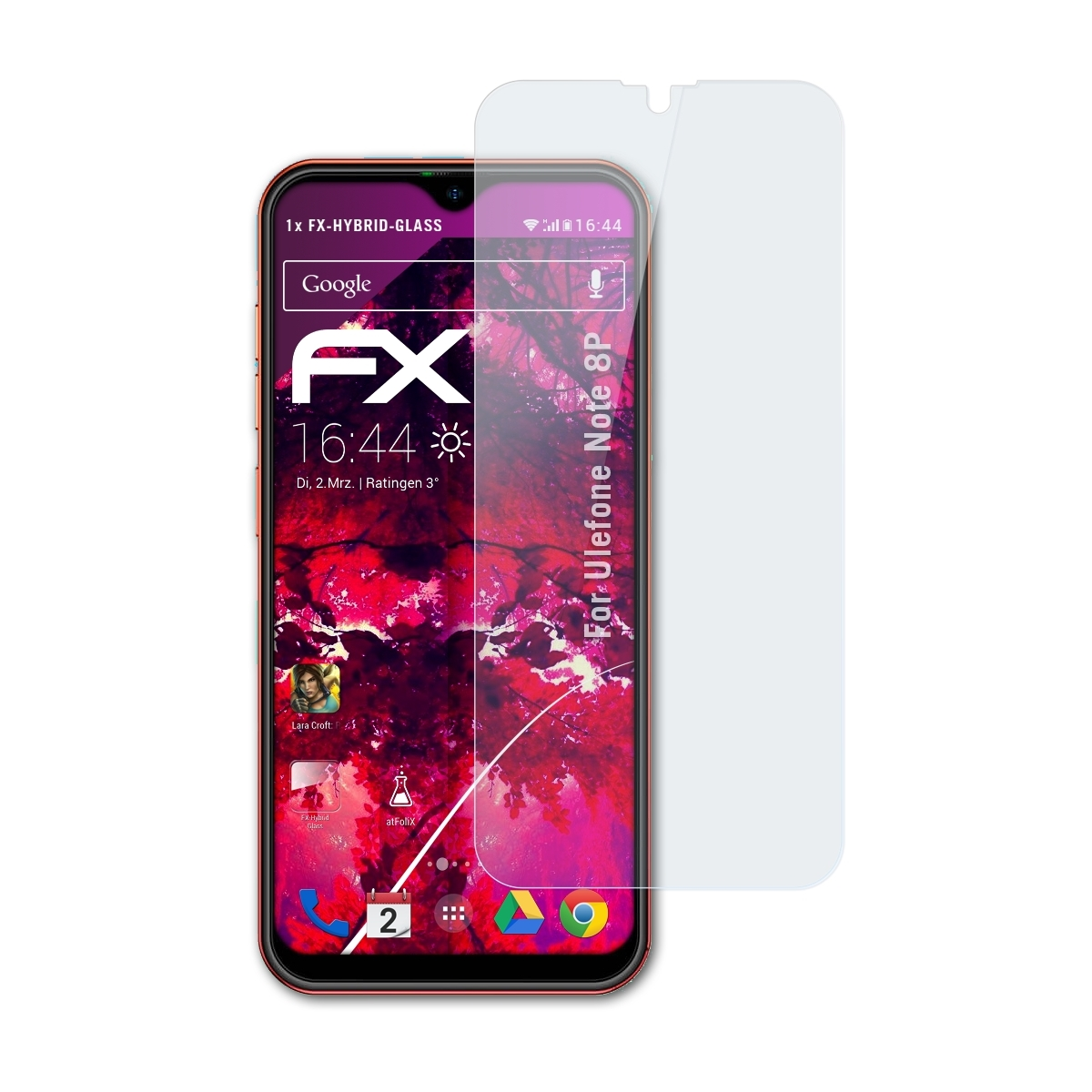 8P) Note FX-Hybrid-Glass ATFOLIX Ulefone Schutzglas(für