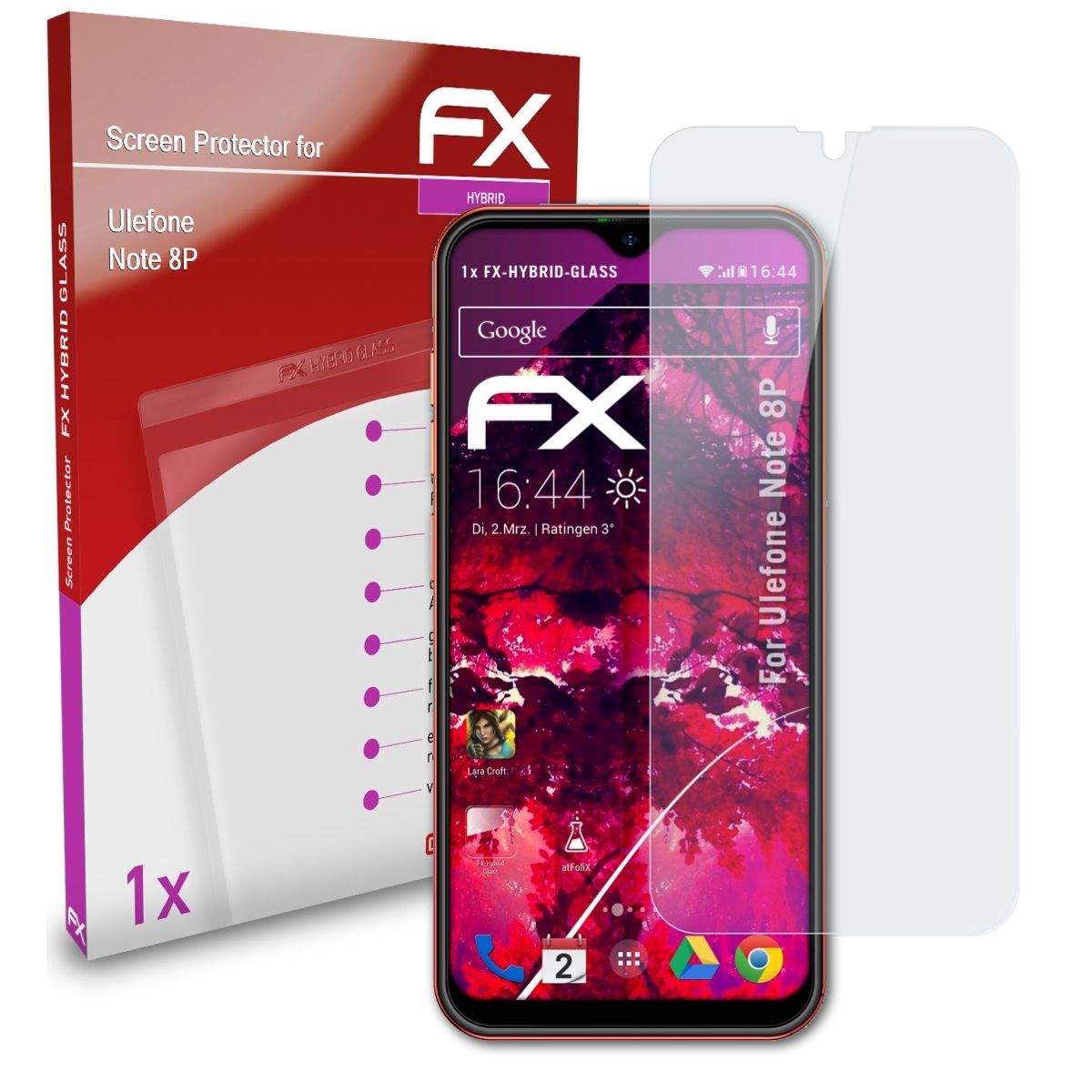 FX-Hybrid-Glass 8P) Ulefone ATFOLIX Note Schutzglas(für