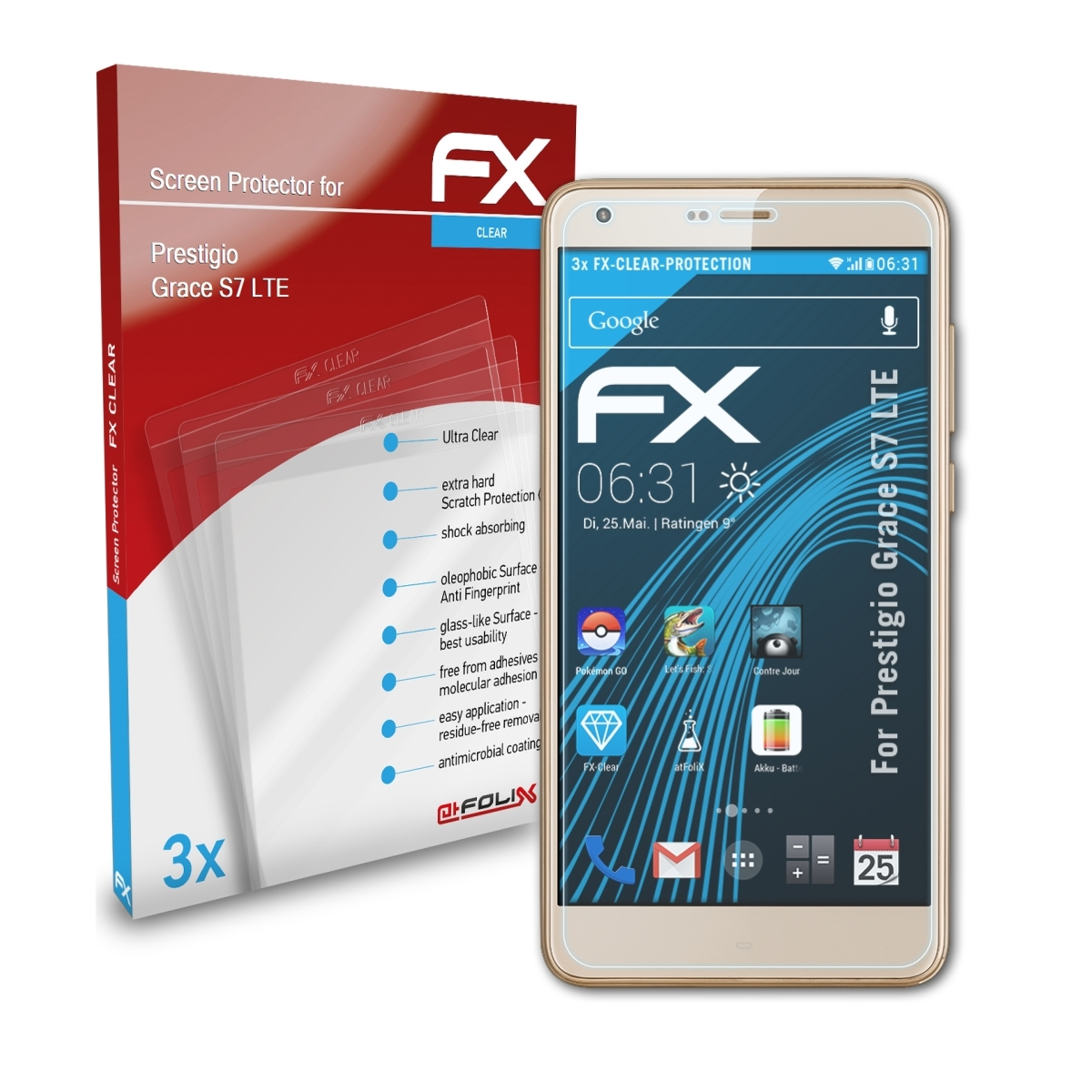 Prestigio Displayschutz(für Grace S7 LTE) ATFOLIX 3x FX-Clear